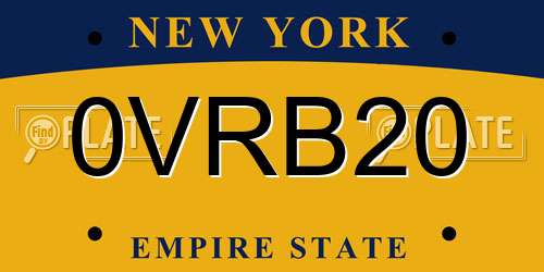 0VRB20 New York License Plate