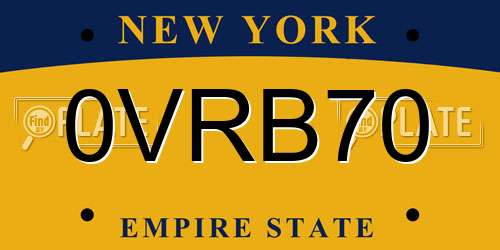 0VRB70 New York License Plate