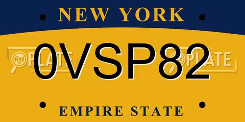 0VSP82 New York License Plate
