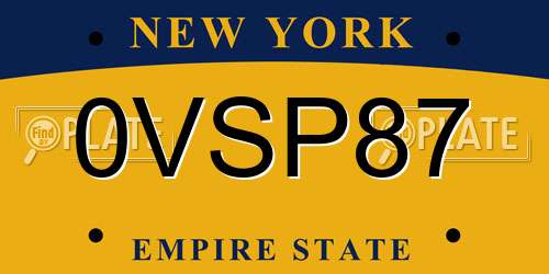 0VSP87 New York License Plate