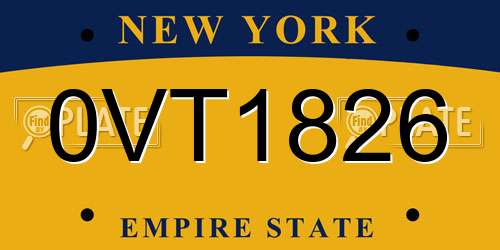 0VT1826 New York License Plate