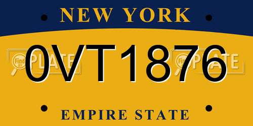 0VT1876 New York License Plate