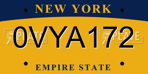 0VYA172 New York License Plate