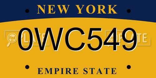 0WC549 New York License Plate