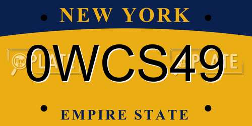 0WCS49 New York License Plate
