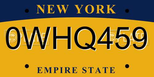 0WHQ459 New York License Plate