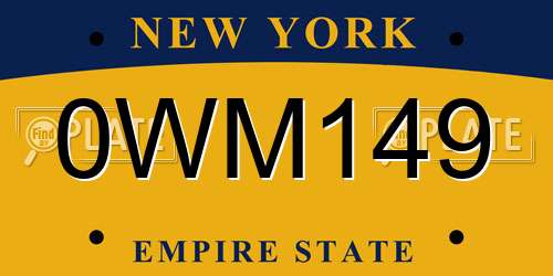 0WM149 New York License Plate