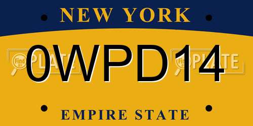 0WPD14 New York License Plate