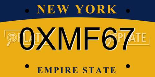 0XMF67 New York License Plate