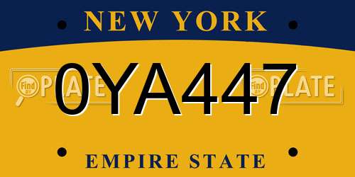 0YA447 New York License Plate