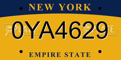 0YA4629 New York License Plate