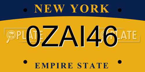 0ZAI46 New York License Plate