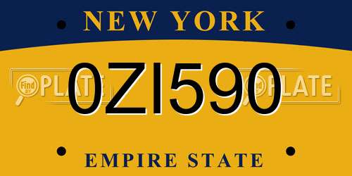 0ZI590 New York License Plate