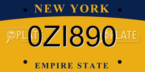0ZI890 New York License Plate