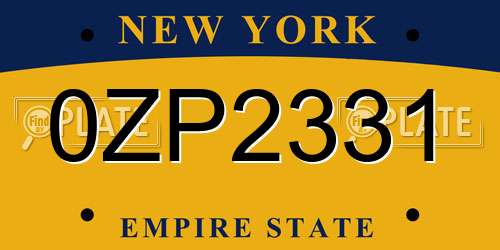 0ZP2331 New York License Plate
