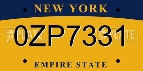 0ZP7331 New York License Plate