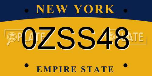 0ZSS48 New York License Plate