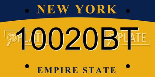 10020BT New York License Plate