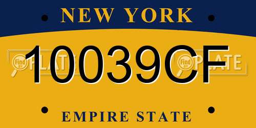 10039CF New York License Plate