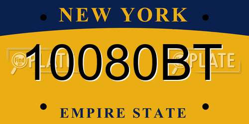 10080BT New York License Plate