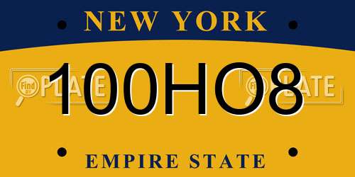 100HO8 New York License Plate