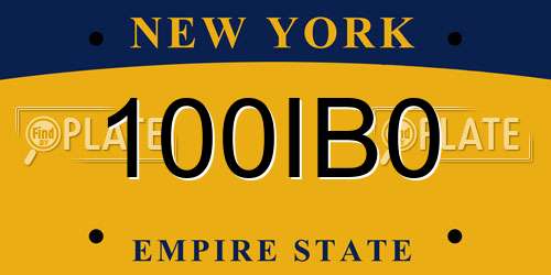 100IB0 New York License Plate