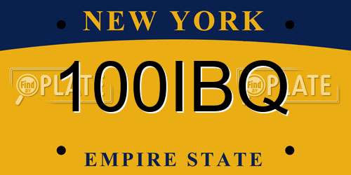 100IBQ New York License Plate