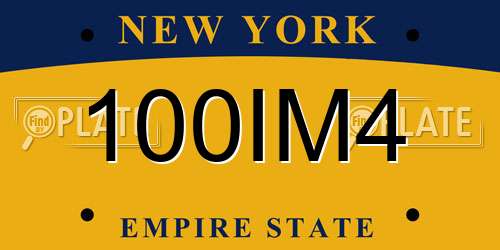 100IM4 New York License Plate