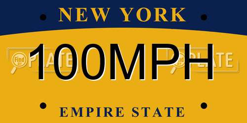 100MPH New York License Plate