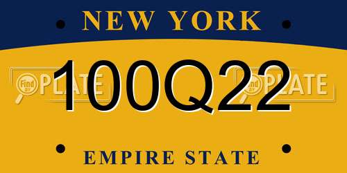 100Q22 New York License Plate