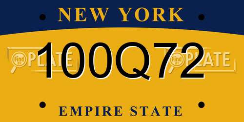 100Q72 New York License Plate