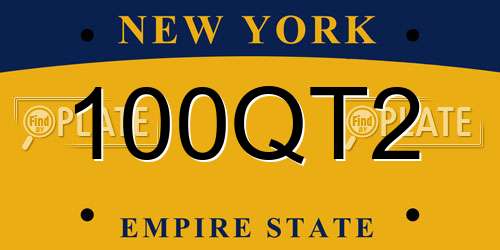 100QT2 New York License Plate