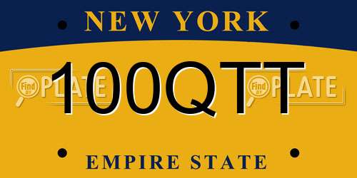 100QTT New York License Plate
