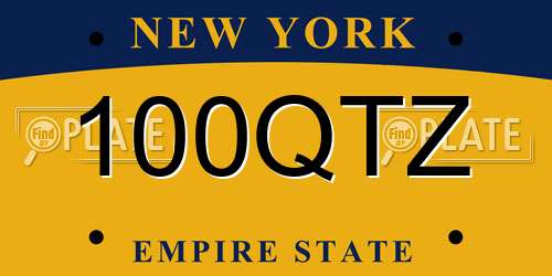 100QTZ New York License Plate