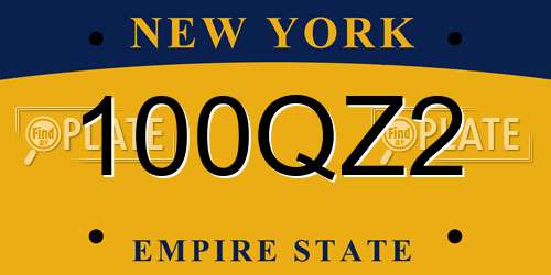 100QZ2 New York License Plate