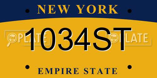 1034ST New York License Plate
