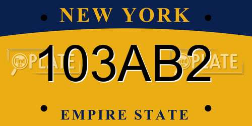 103AB2 New York License Plate