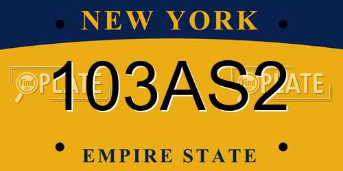 103AS2 New York License Plate