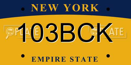 103BCK New York License Plate