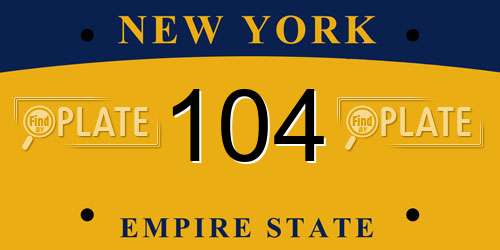 104 New York License Plate