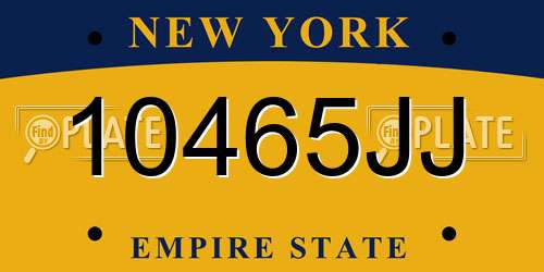 10465JJ New York License Plate