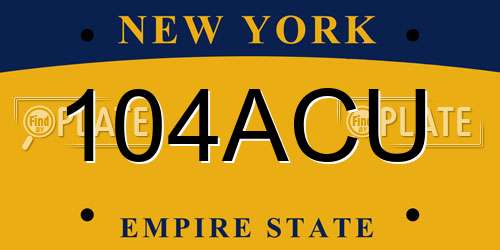 104ACU New York License Plate
