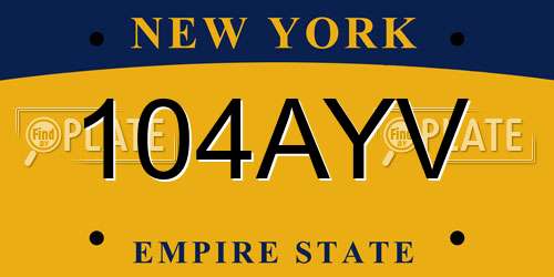 104AYV New York License Plate