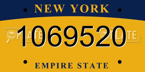1069520 New York License Plate