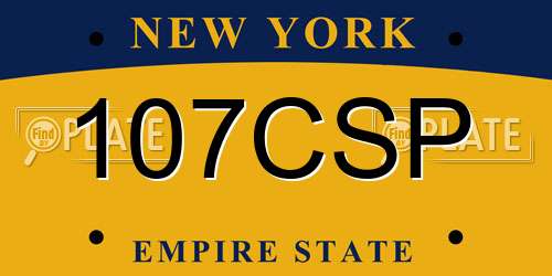 107CSP New York License Plate