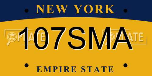 107SMA New York License Plate