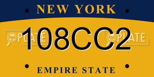 108CC2 New York License Plate