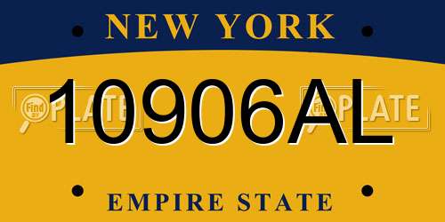 10906AL New York License Plate