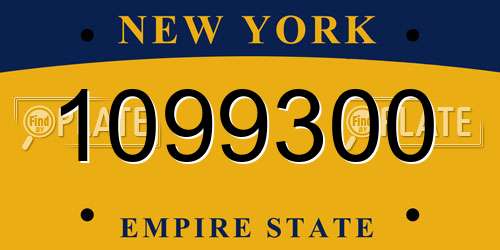 1099300 New York License Plate