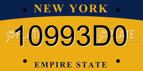10993D0 New York License Plate